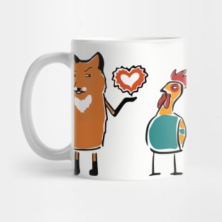 Funny cute Fox & Chicken Love Romantic Heart Gift Mug